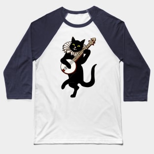 Vintage Cat Playing Banjo Baseball T-Shirt